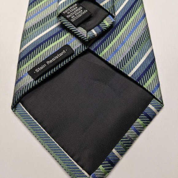 Croft and Barrow Green & Blue Striped Silk Necktie - Picture 5 of 6